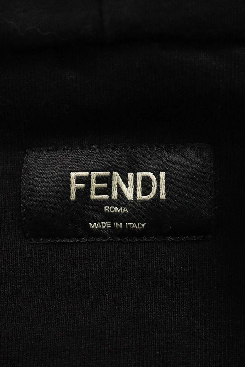 Fendi Logo Print Pullover Hoodie Black Size L