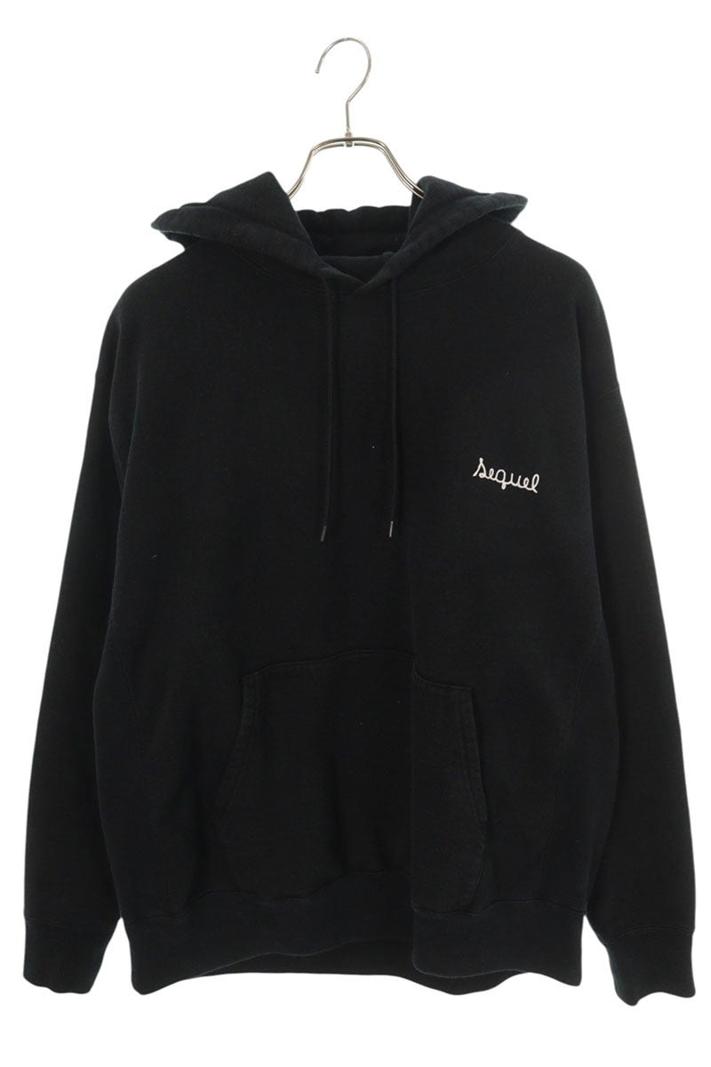 SEQUEL Logo Embroidered Pullover Hoodie Black Size L