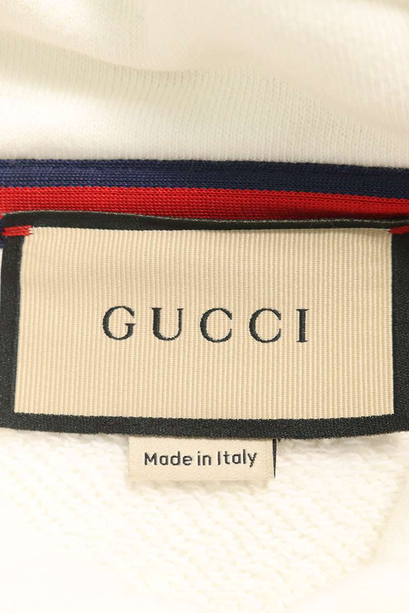GUCCI 24SS GG Logo Patch Pullover Hoodie White Size S