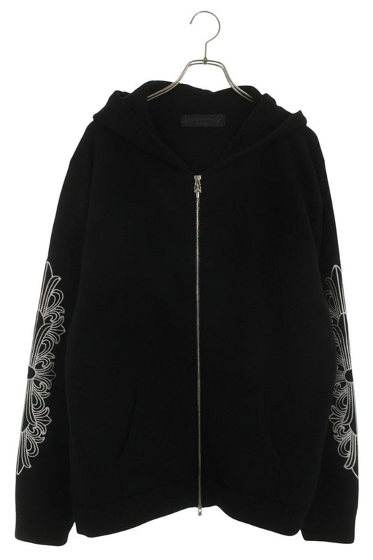 Chrome Hearts Floral Embroidered Cashmere Zip Hoodie Size XL