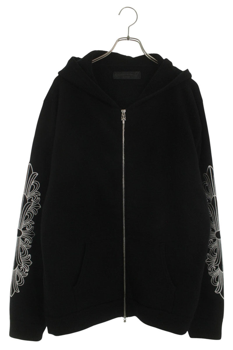 Chrome Hearts Floral Embroidered Cashmere Zip Hoodie Size XL