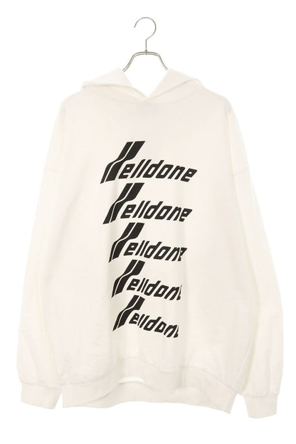 We11Done 22AW Logo Print Hoodie White Black Size XL