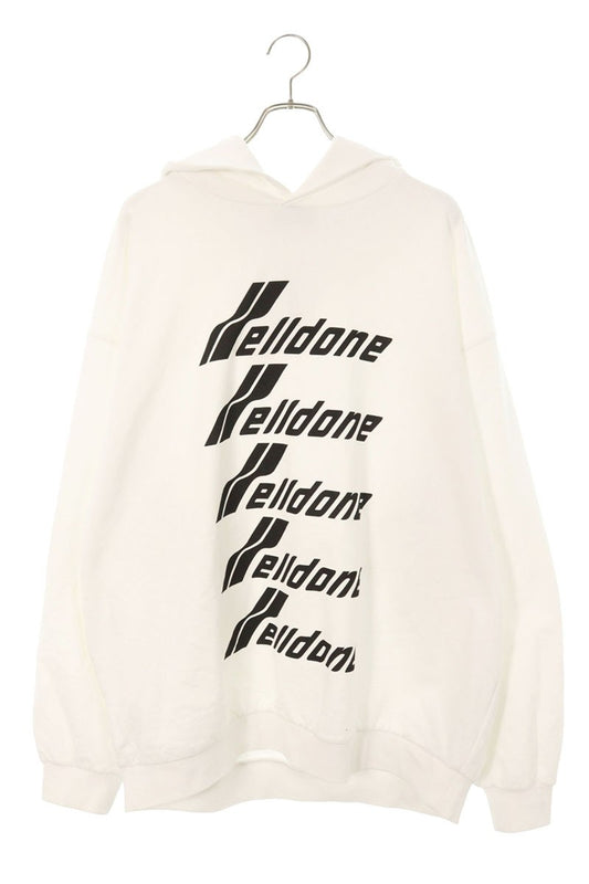 We11Done 22AW Logo Print Hoodie White Black Size XL