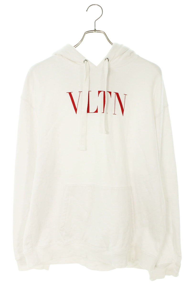 Valentino VLTN Logo Print Pullover Hoodie White Size M