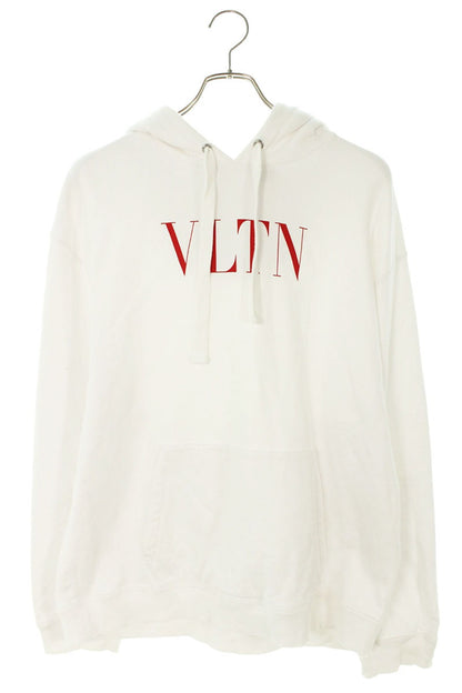 Valentino VLTN Logo Print Pullover Hoodie White Size M