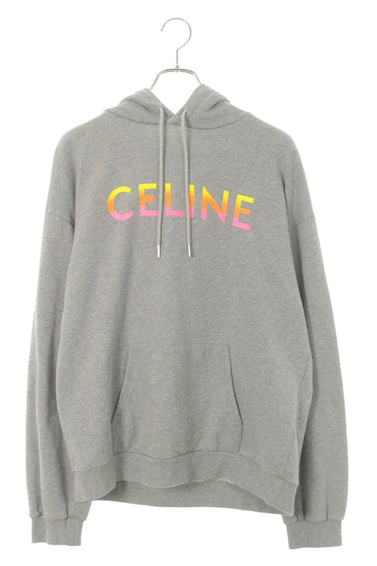 CELINE Gradient Logo Print Hoodie Gray Size XL