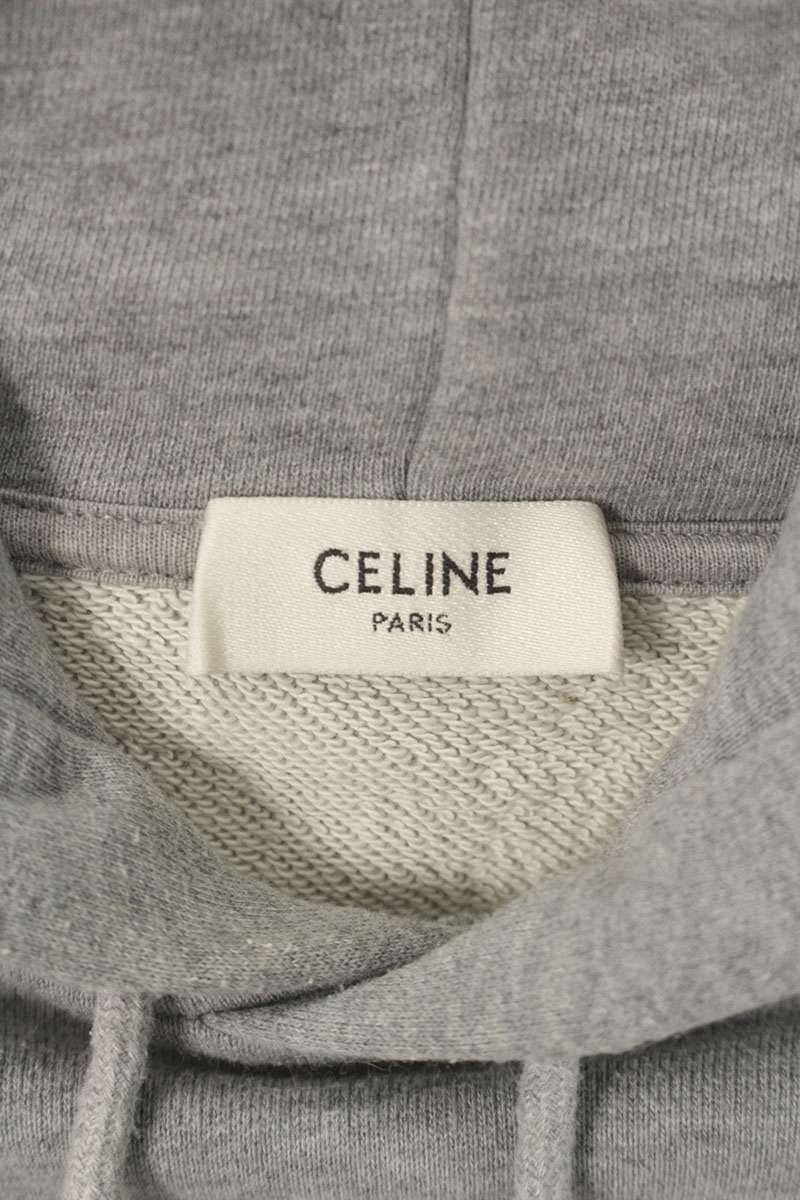 CELINE Gradient Logo Print Hoodie Gray Size XL
