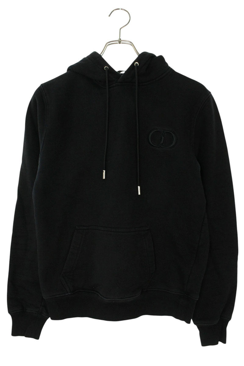 DIOR CD Logo Embroidered Pullover Hoodie Black Size XS