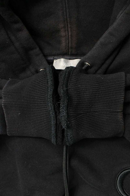 DIOR CD Logo Embroidered Pullover Hoodie Black Size XS