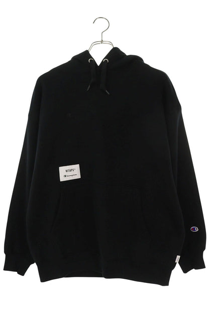 Champion x Wtaps 23AW Back Logo Embroidered Pullover Hoodie Black Size S