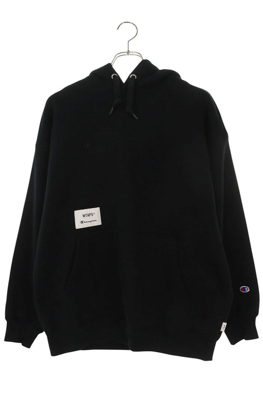 Champion x Wtaps 23AW Back Logo Embroidered Pullover Hoodie Black Size S