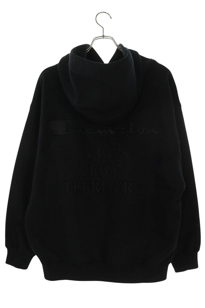 Champion x Wtaps 23AW Back Logo Embroidered Pullover Hoodie Black Size S