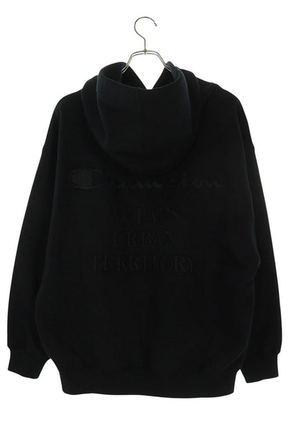 Champion x Wtaps 23AW Back Logo Embroidered Pullover Hoodie Black Size S