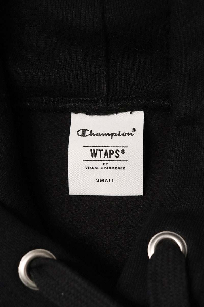 Champion x Wtaps 23AW Back Logo Embroidered Pullover Hoodie Black Size S