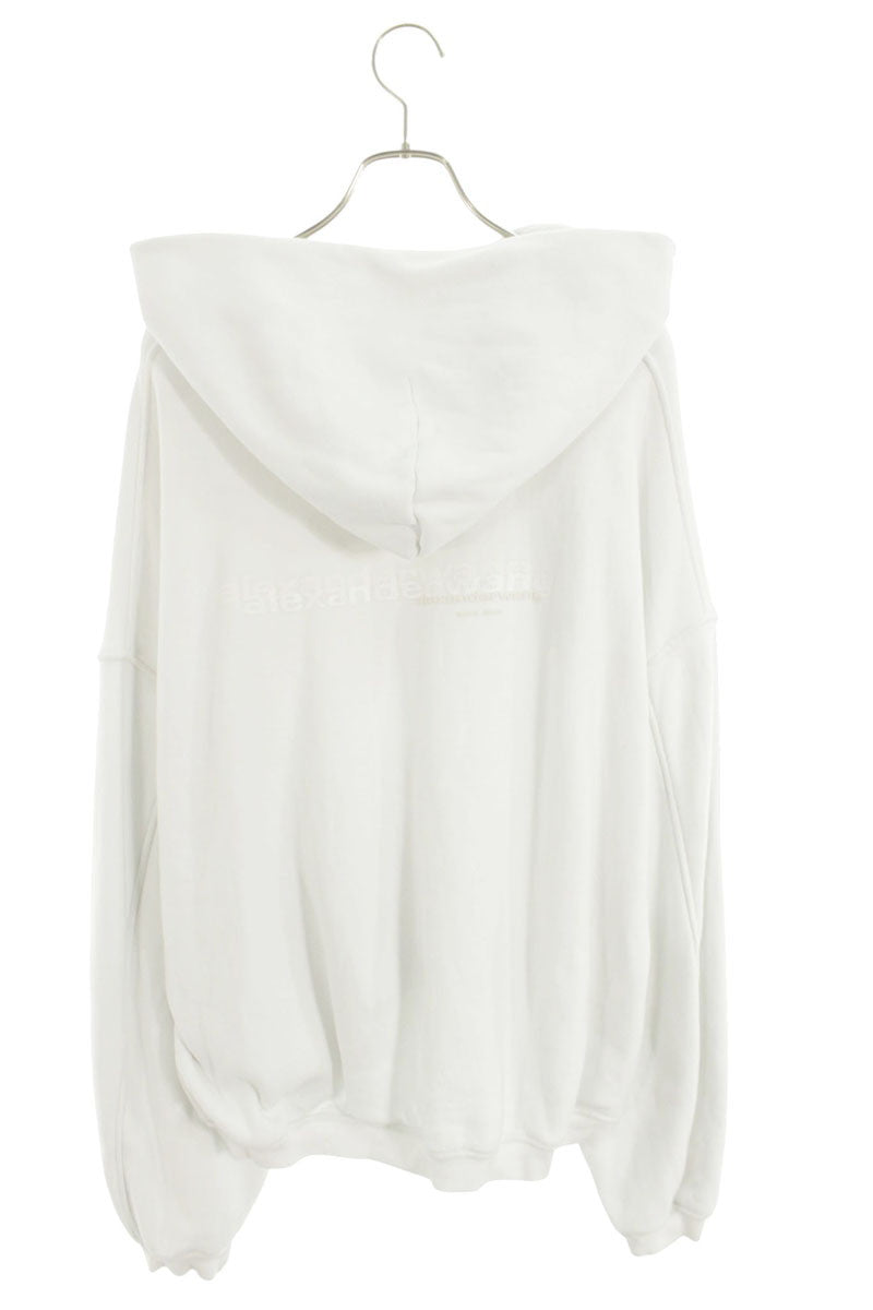 ALEXANDER WANG Logo Zip-Up Hoodie White Size S