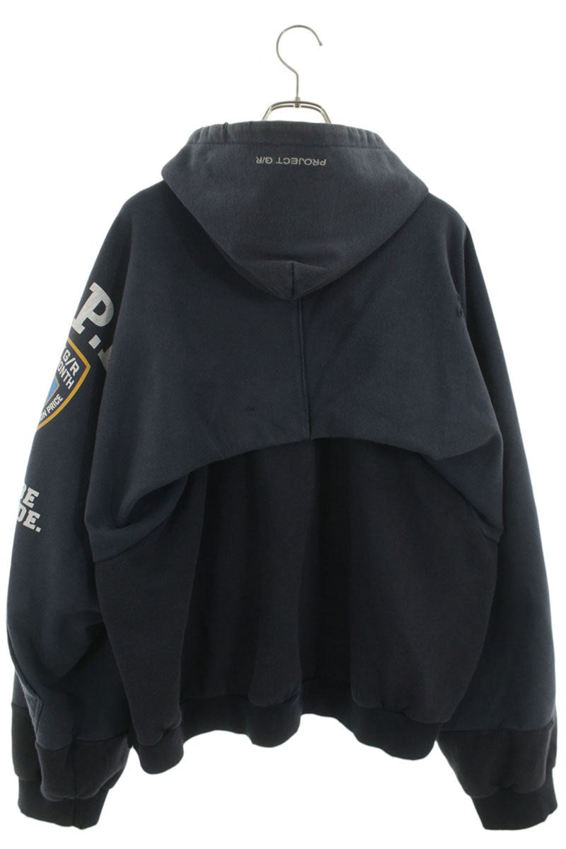 PROJECT G/R RECONSTRUCTED FOLDED ZIP HOODIE Blue Size 3