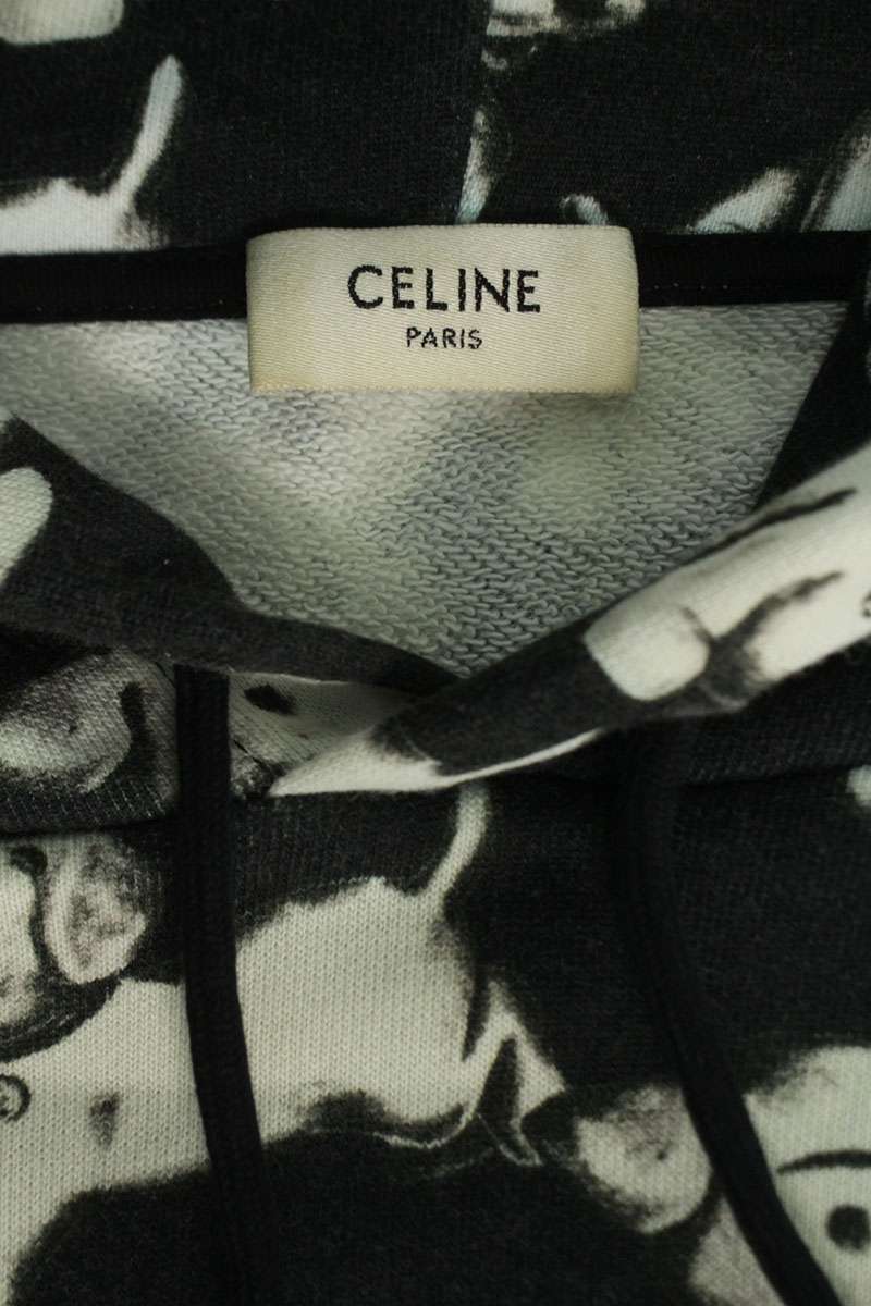 CELINE Artist Collab All-Over Print Hoodie Black Size XL