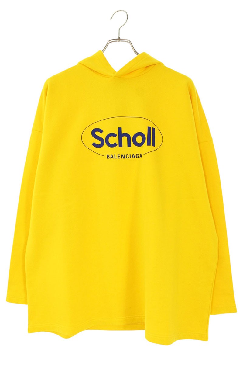 Balenciaga Front Logo Pullover Hoodie Yellow Size M