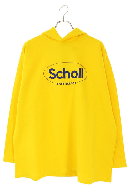 Balenciaga Front Logo Pullover Hoodie Yellow Size M