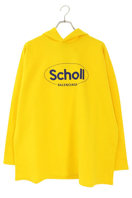 Balenciaga Front Logo Pullover Hoodie Yellow Size M