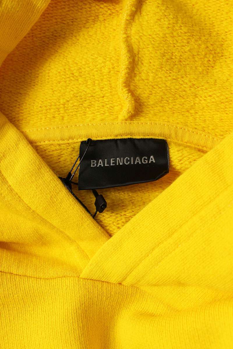 Balenciaga Front Logo Pullover Hoodie Yellow Size M