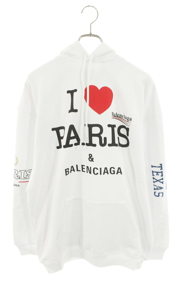 Balenciaga 21AW Front Print Hoodie White Size S