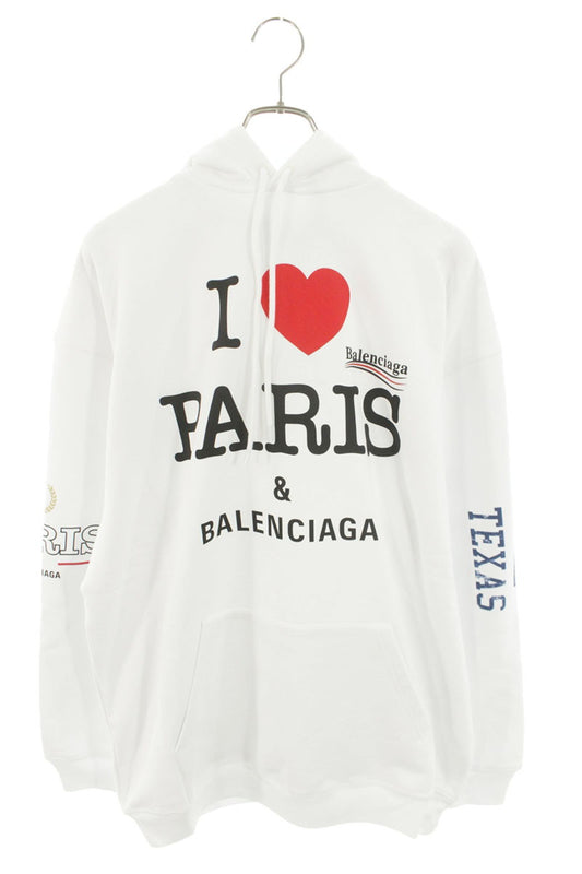 Balenciaga 21AW Front Print Hoodie White Size S