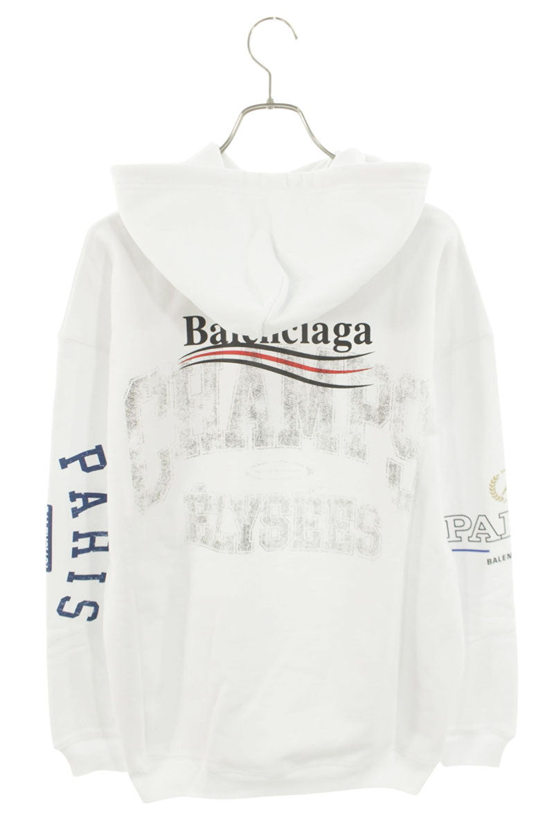 Balenciaga 21AW Front Print Hoodie White Size S