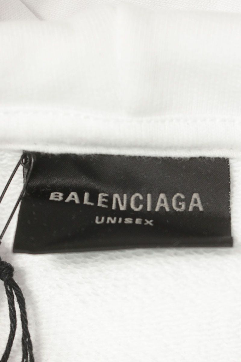 Balenciaga 21AW Front Print Hoodie White Size S
