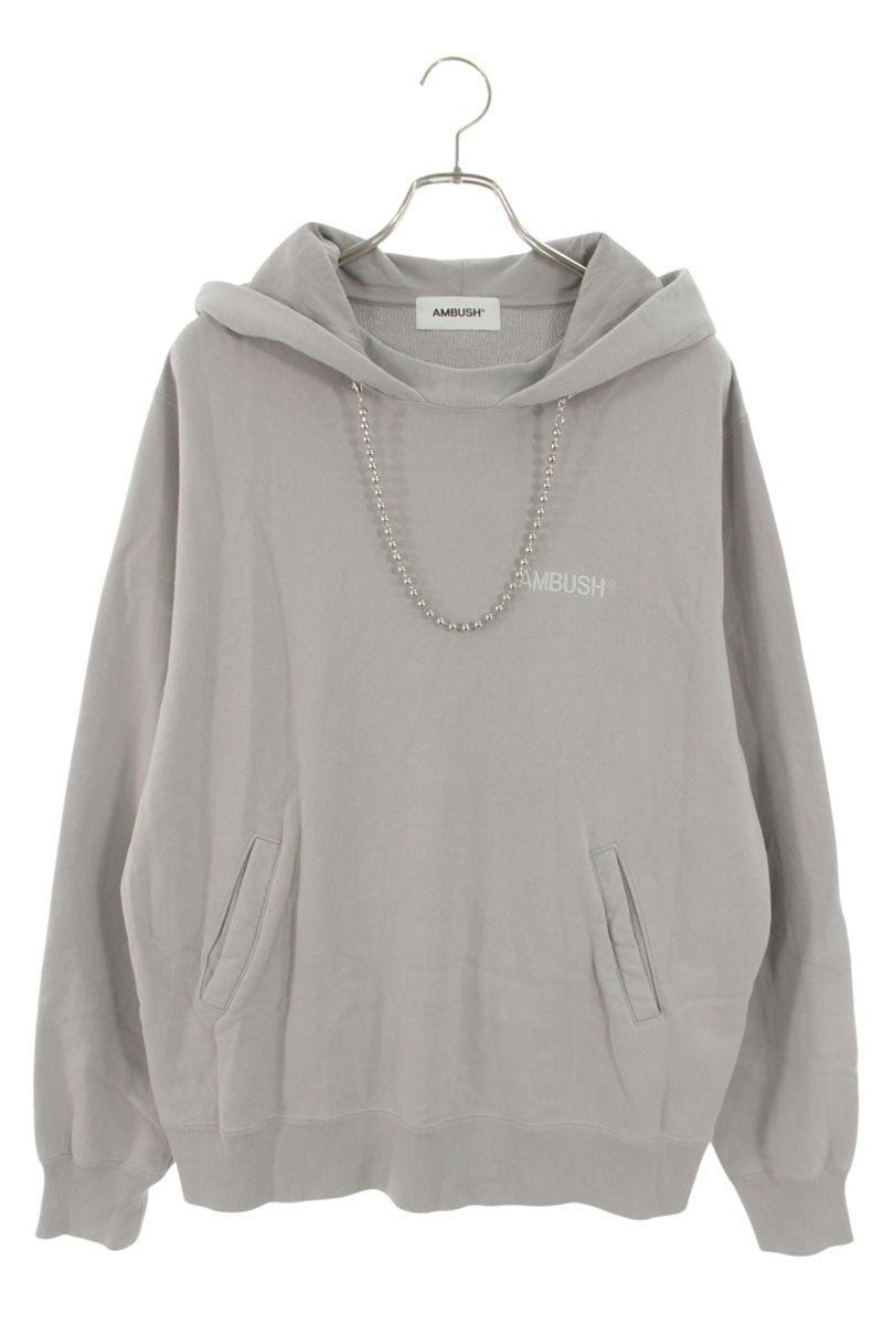 Ambush Design Chain Logo Embroidered Hoodie Gray Size M