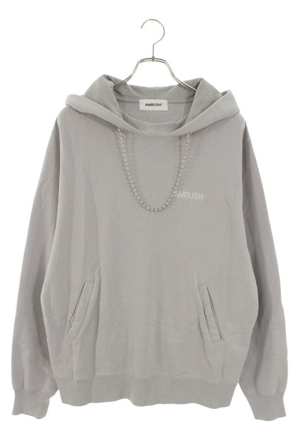 Ambush Design Chain Logo Embroidered Hoodie Gray Size M