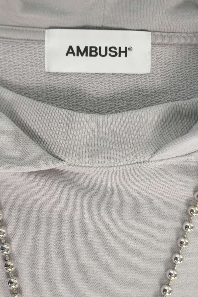Ambush Design Chain Logo Embroidered Hoodie Gray Size M
