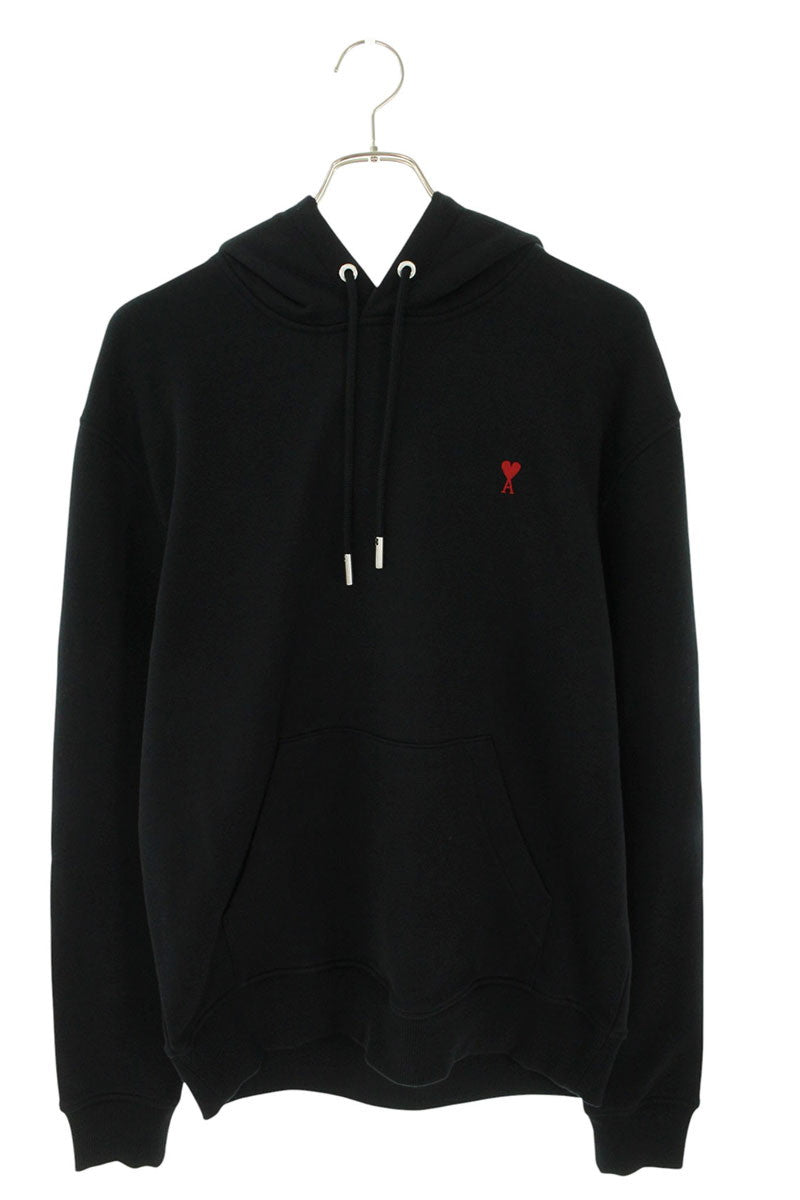 AMI 26SS Embroidered Pullover Hoodie Black x Red Size M