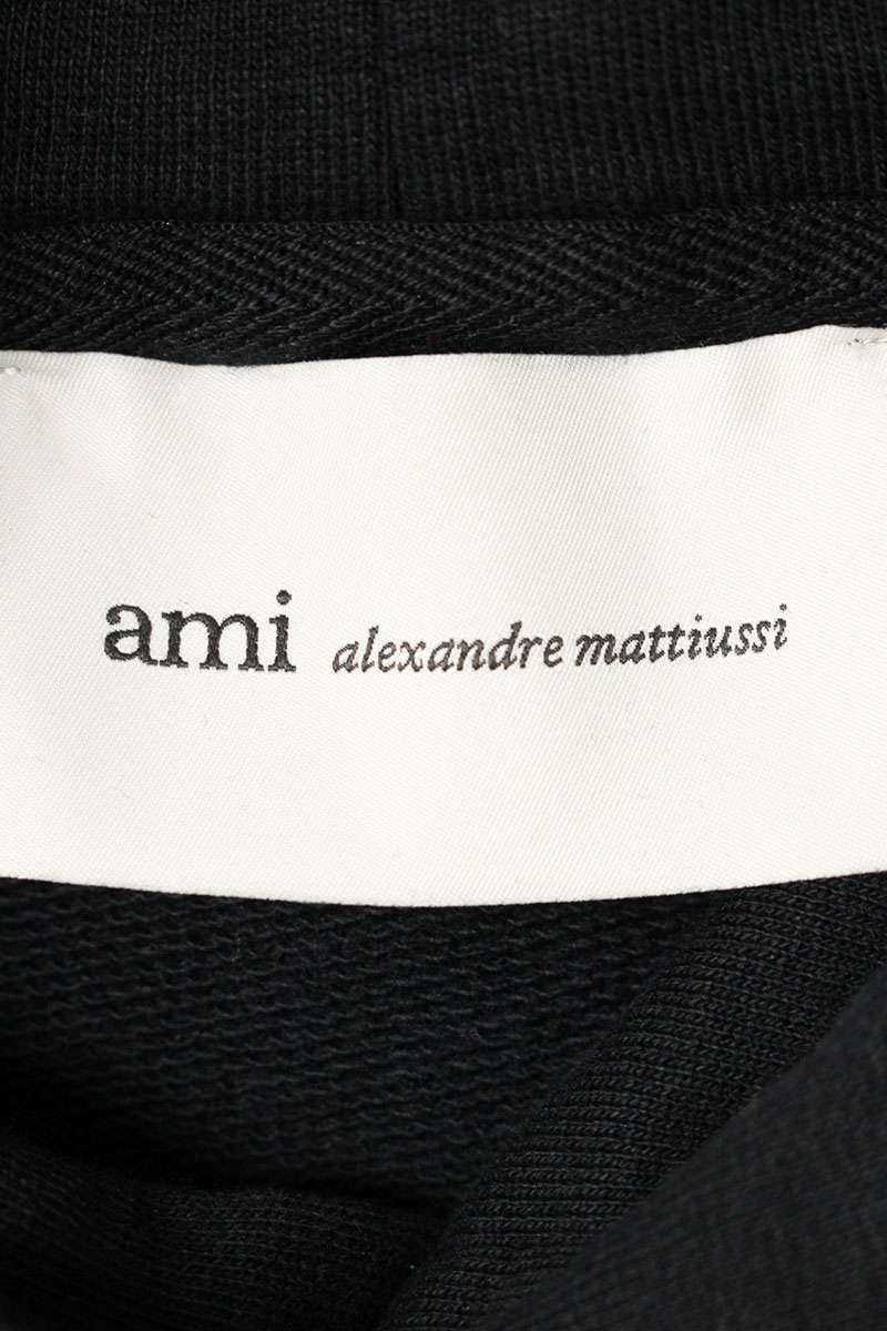 AMI 26SS Embroidered Pullover Hoodie Black x Red Size M