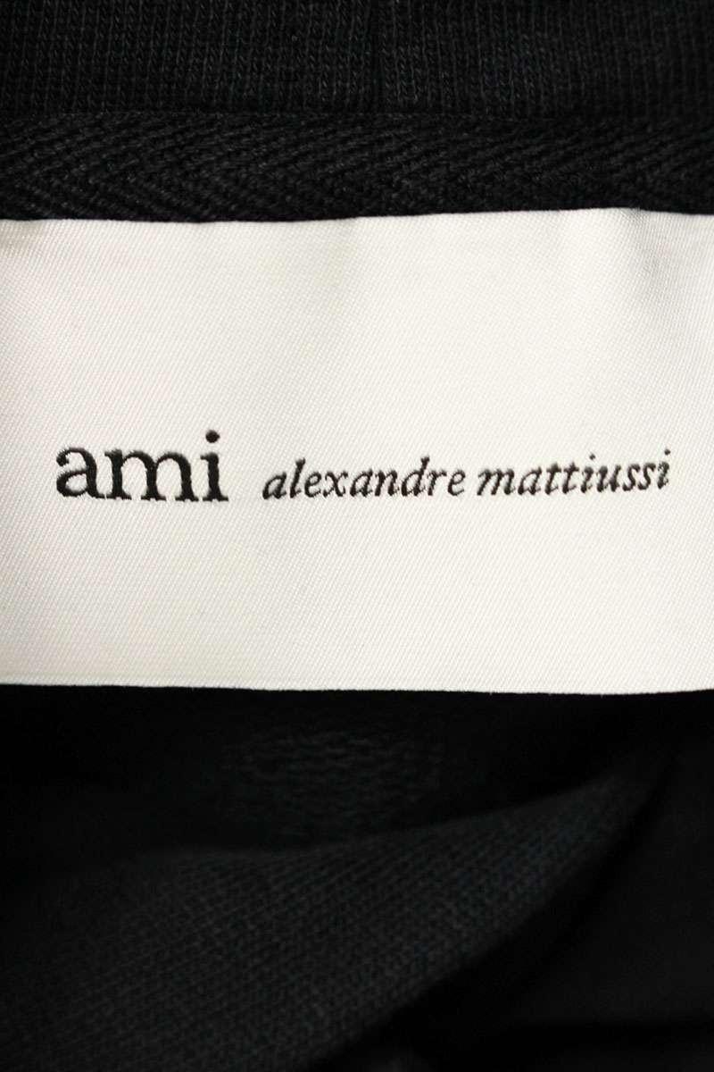 AMI 26SS Embroidered Pullover Hoodie Black x Red Size XL