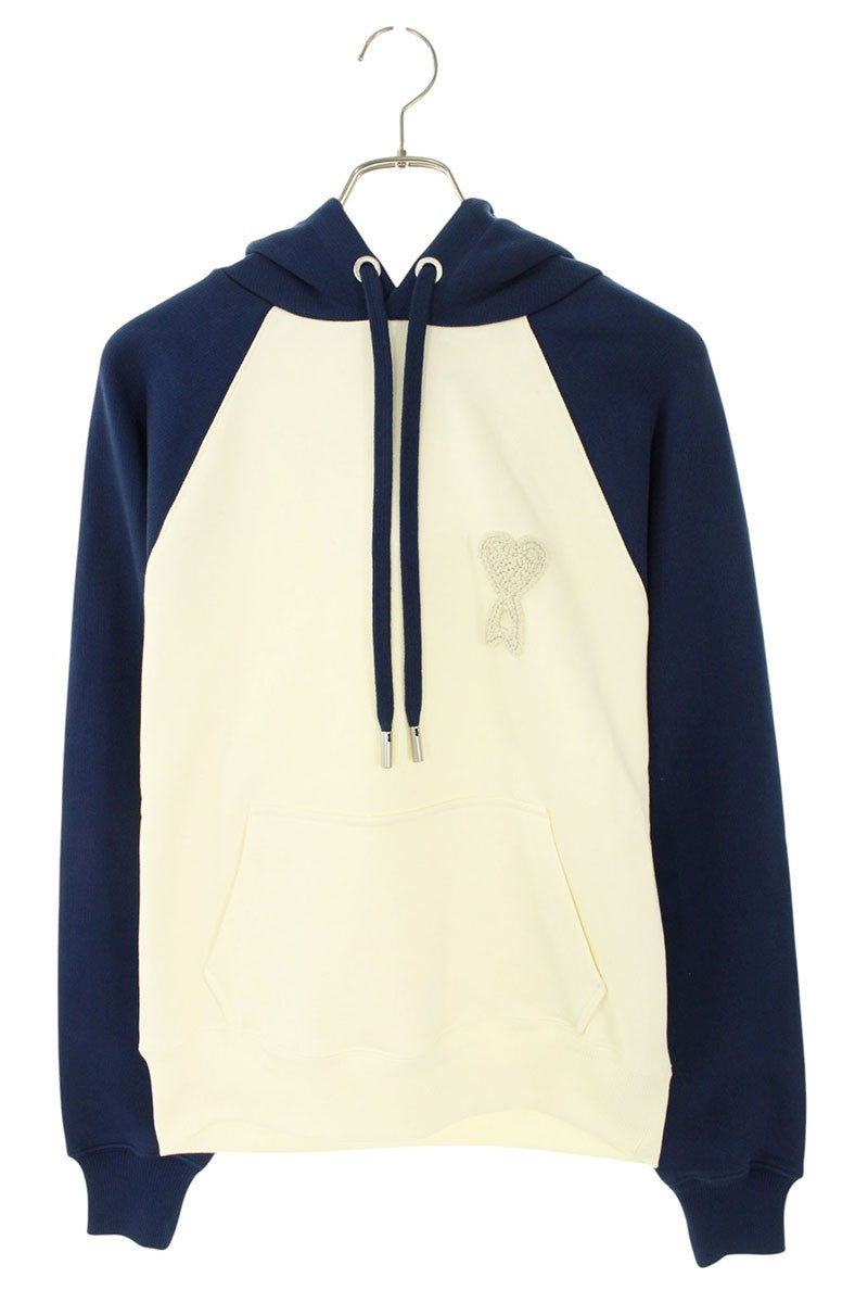 AMI 26SS Embroidered Pullover Hoodie Blue x White Size M