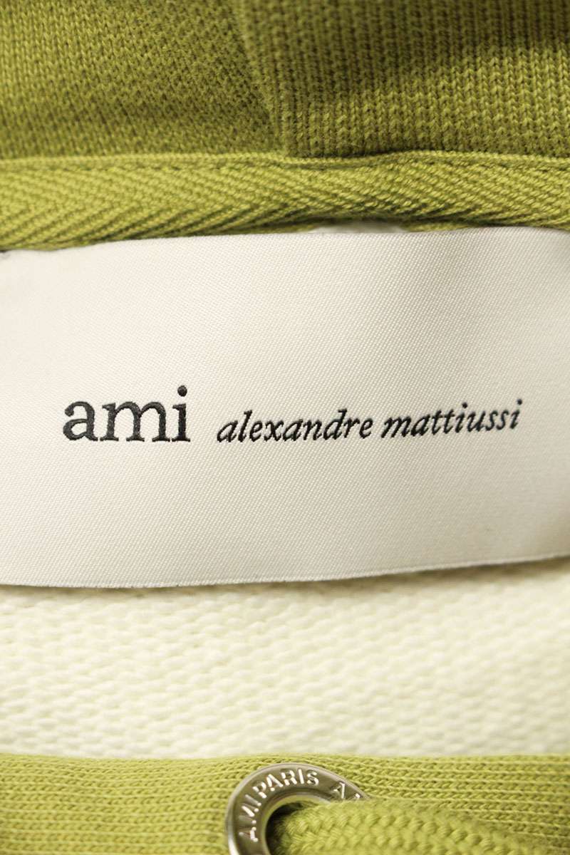 AMI 26SS Embroidered Pullover Hoodie White x Green Size L