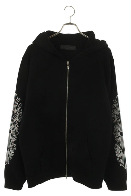 Chrome Hearts Floral Embroidered Cashmere Zip Hoodie Size XL