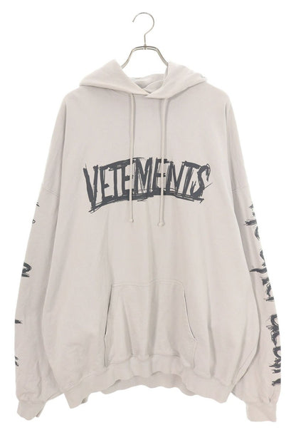 Vetements Logo Print Hoodie Gray Size L