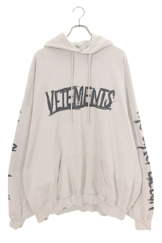 Vetements Logo Print Hoodie Gray Size L