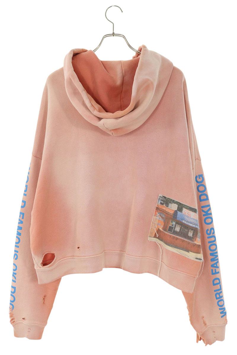 Paly Hollywood Human Print Rhinestone Hoodie Pink Size XS