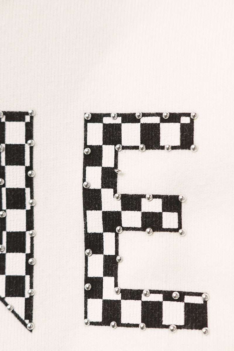 CELINE Logo Studded Checkerboard Hoodie White Size M