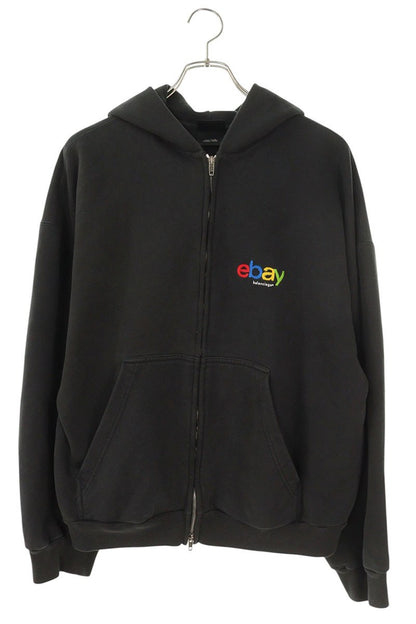 Balenciaga 24AW Embroidered Zip Up Hoodie Gray Size M