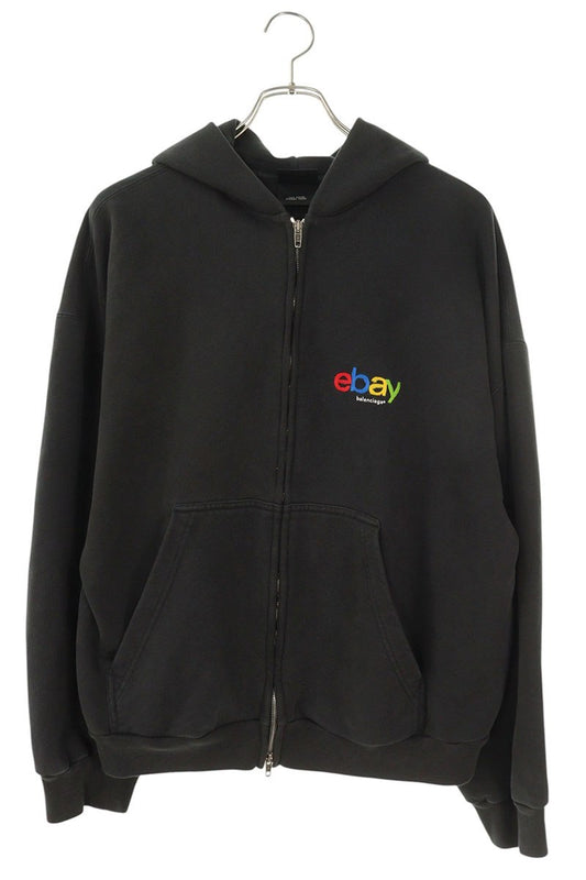 Balenciaga 24AW Embroidered Zip Up Hoodie Gray Size M