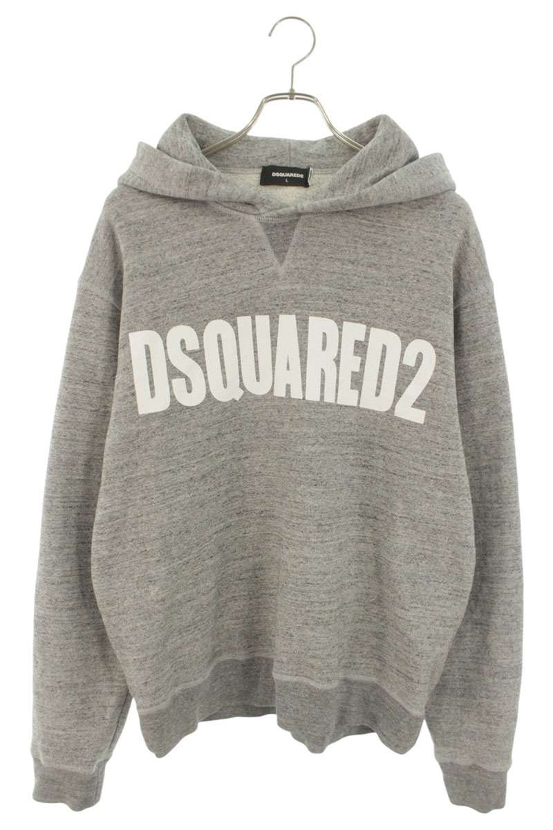 DSQUARED2 Logo Print Pullover Hoodie Gray Size L