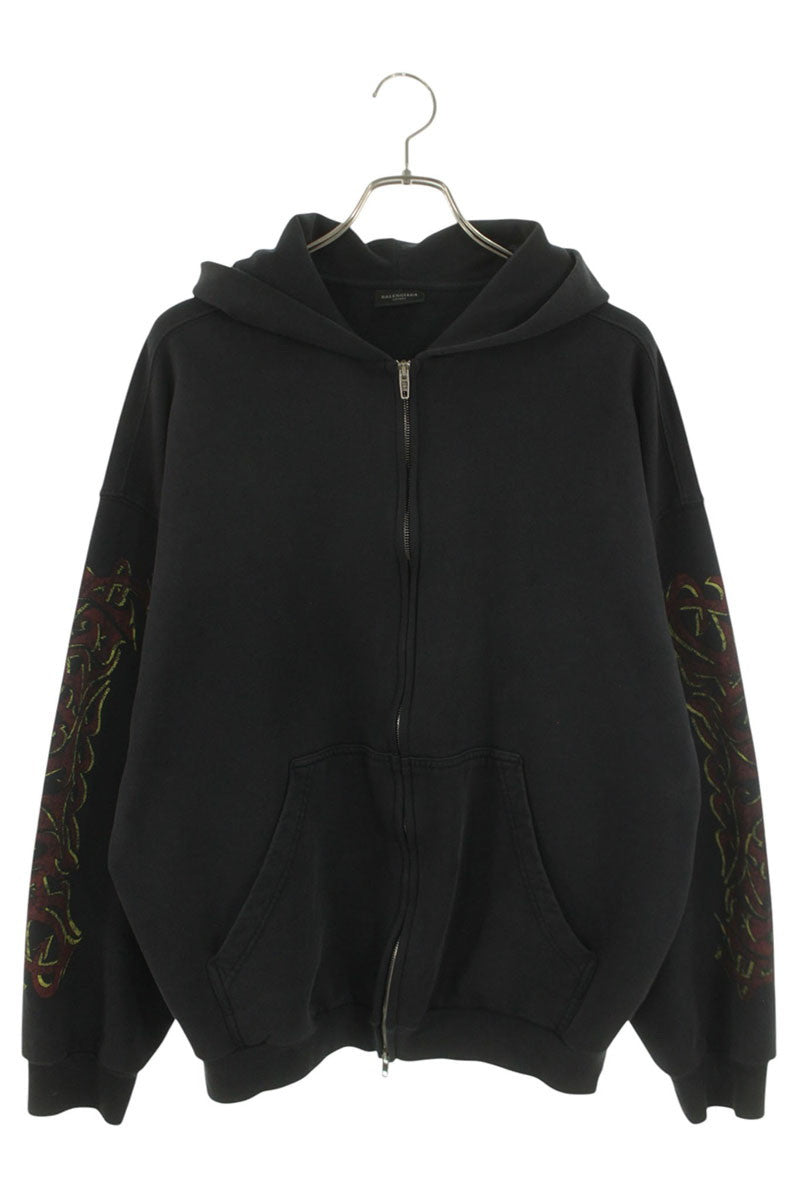 BALENCIAGA Art Print Zip-Up Hoodie Size S