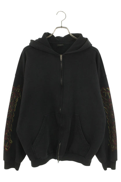 BALENCIAGA Art Print Zip-Up Hoodie Size S