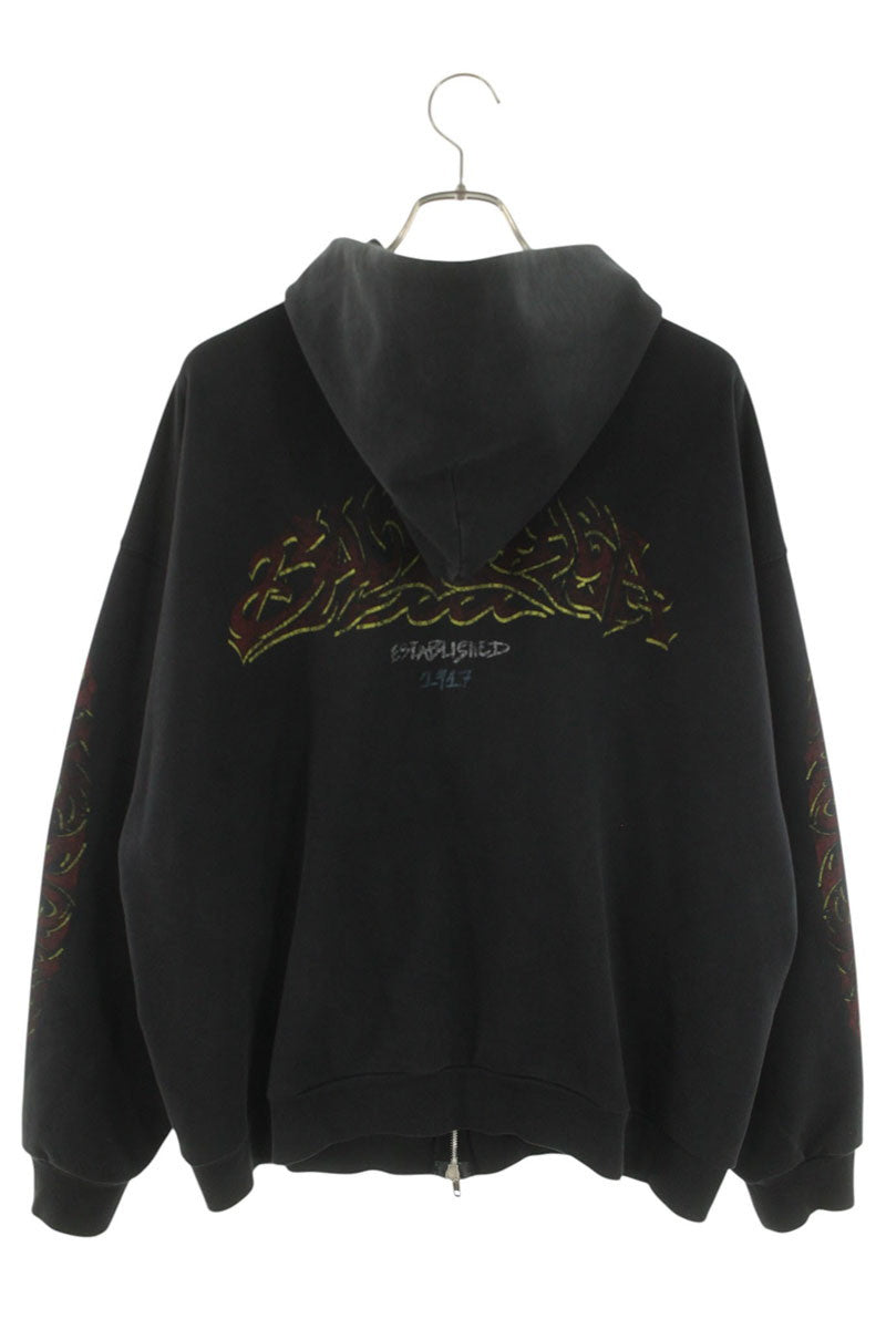 BALENCIAGA Art Print Zip-Up Hoodie Size S