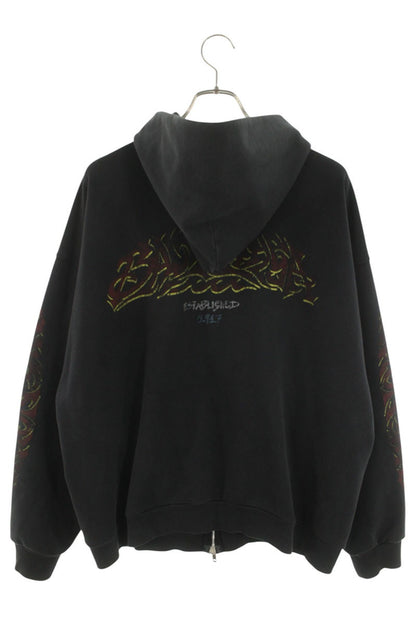BALENCIAGA Art Print Zip-Up Hoodie Size S