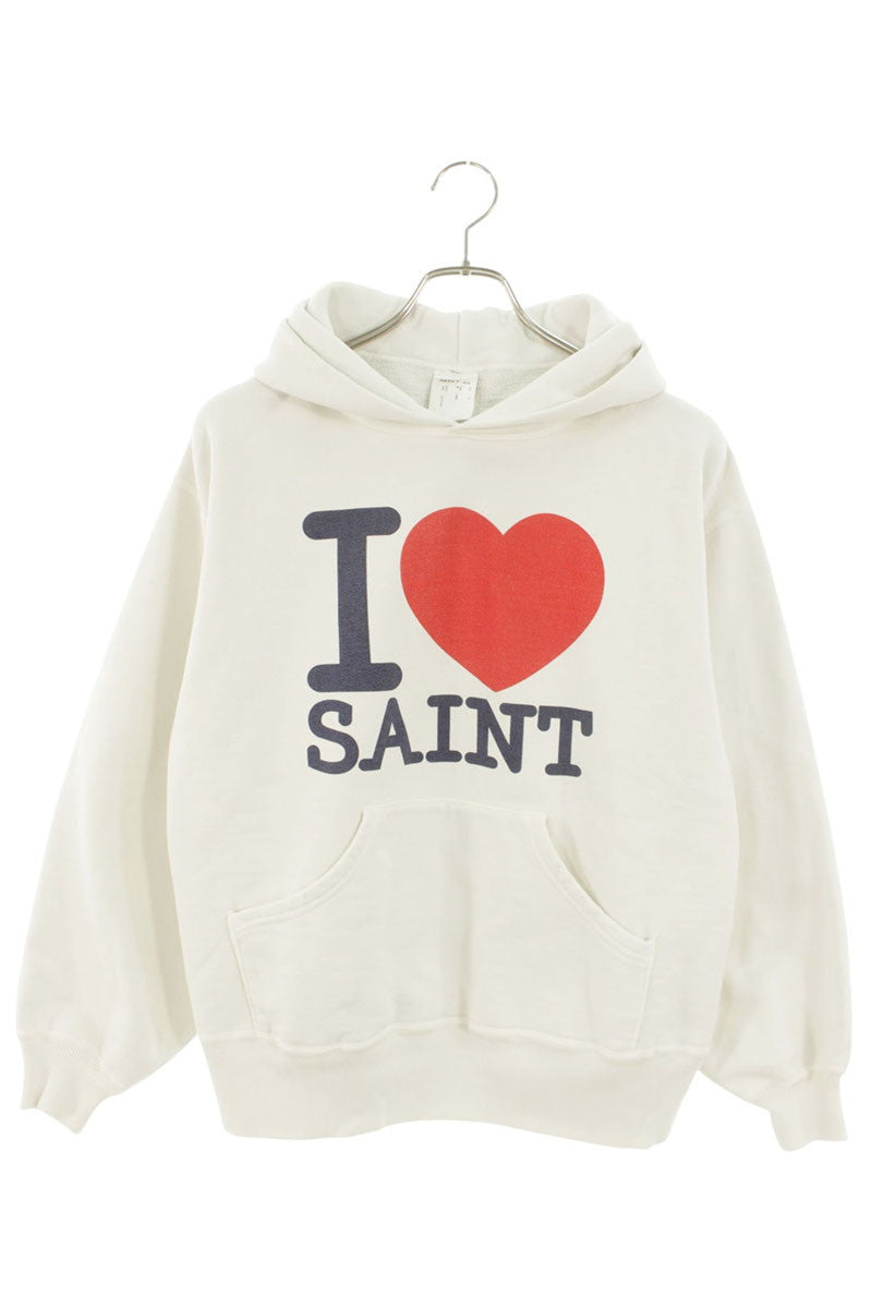 SAINT MICHAEL I LOVE SAINT Print Hoodie White Size S